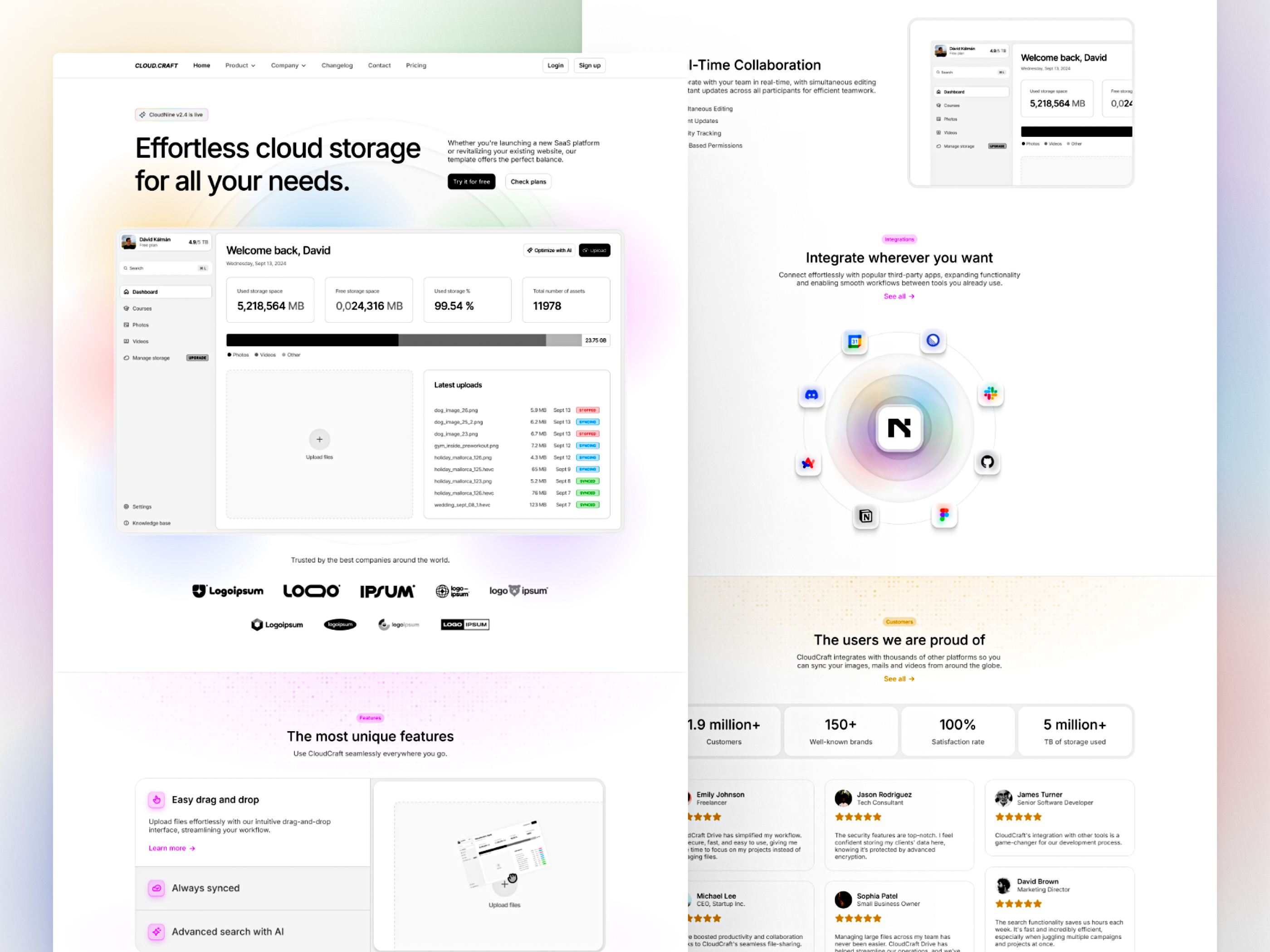 现代 SaaS 产品官网设计灵感，SaaS Framer 网站模板详情图 1