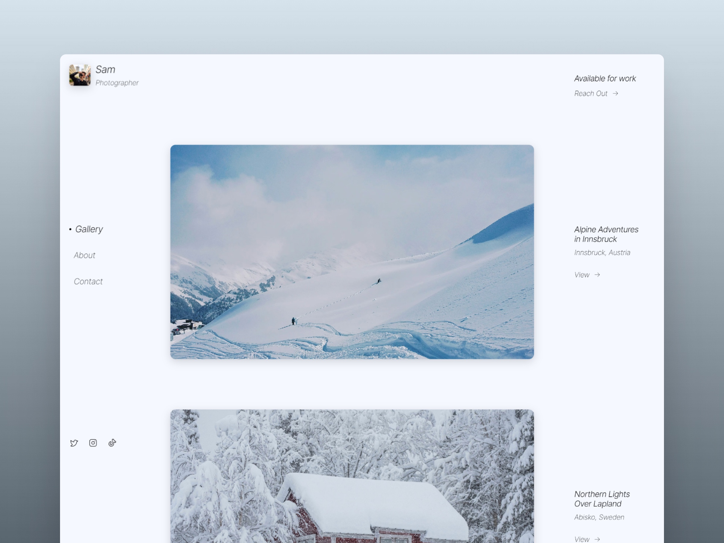 黑白极简动效作品集网站设计灵感，作品集 Framer 网站模板详情图 1