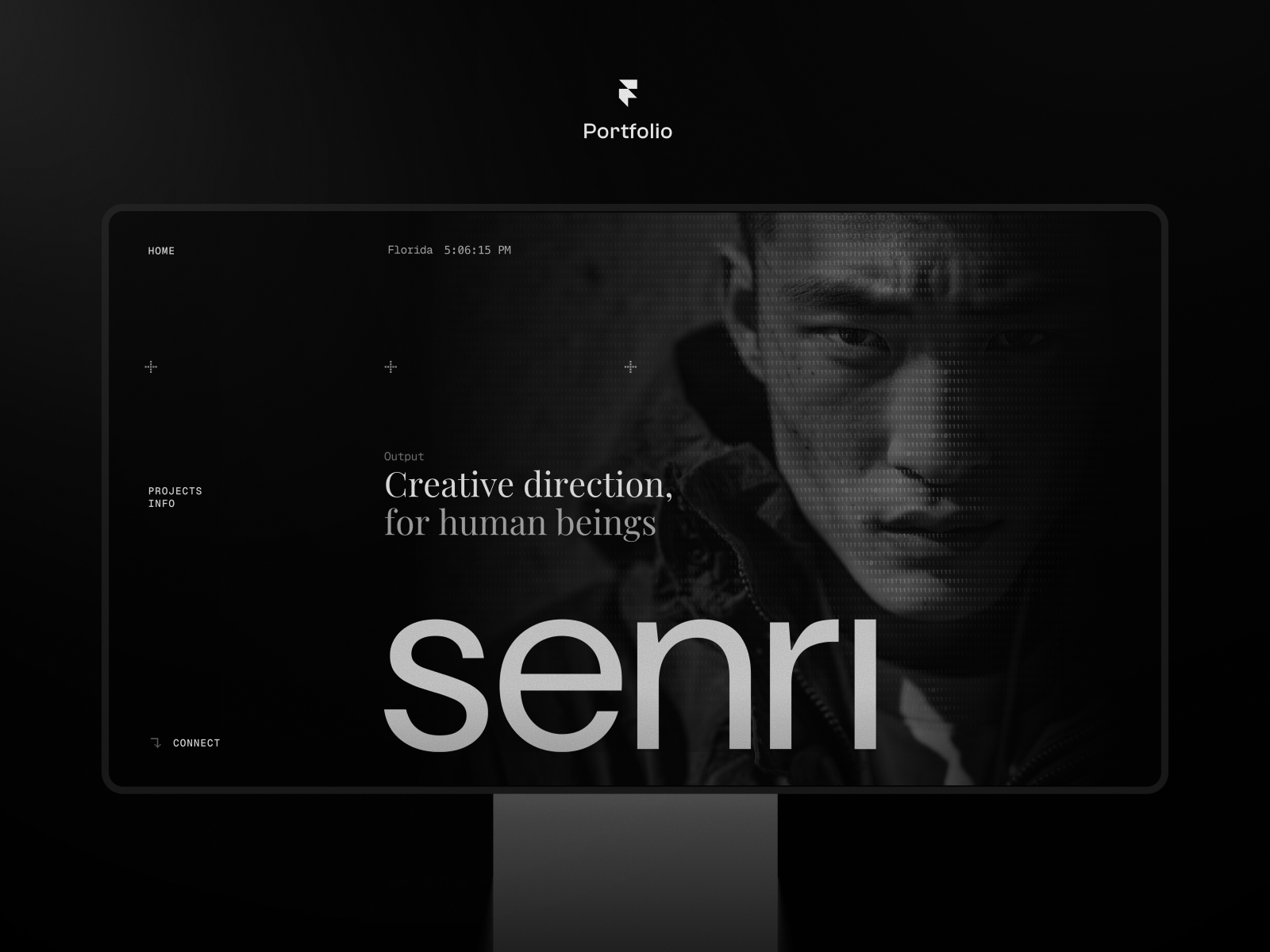 黑白极简现代作品集网站设计灵感，设计工作室、作品集 Framer 网站模板详情图 1
