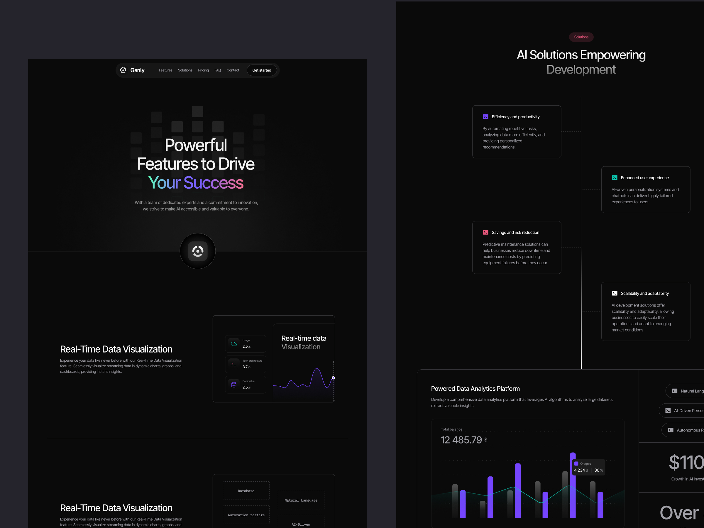 高级暗黑极简 AI 产品官网设计灵感，Web3、人工智能 Framer 网站模板详情图 3