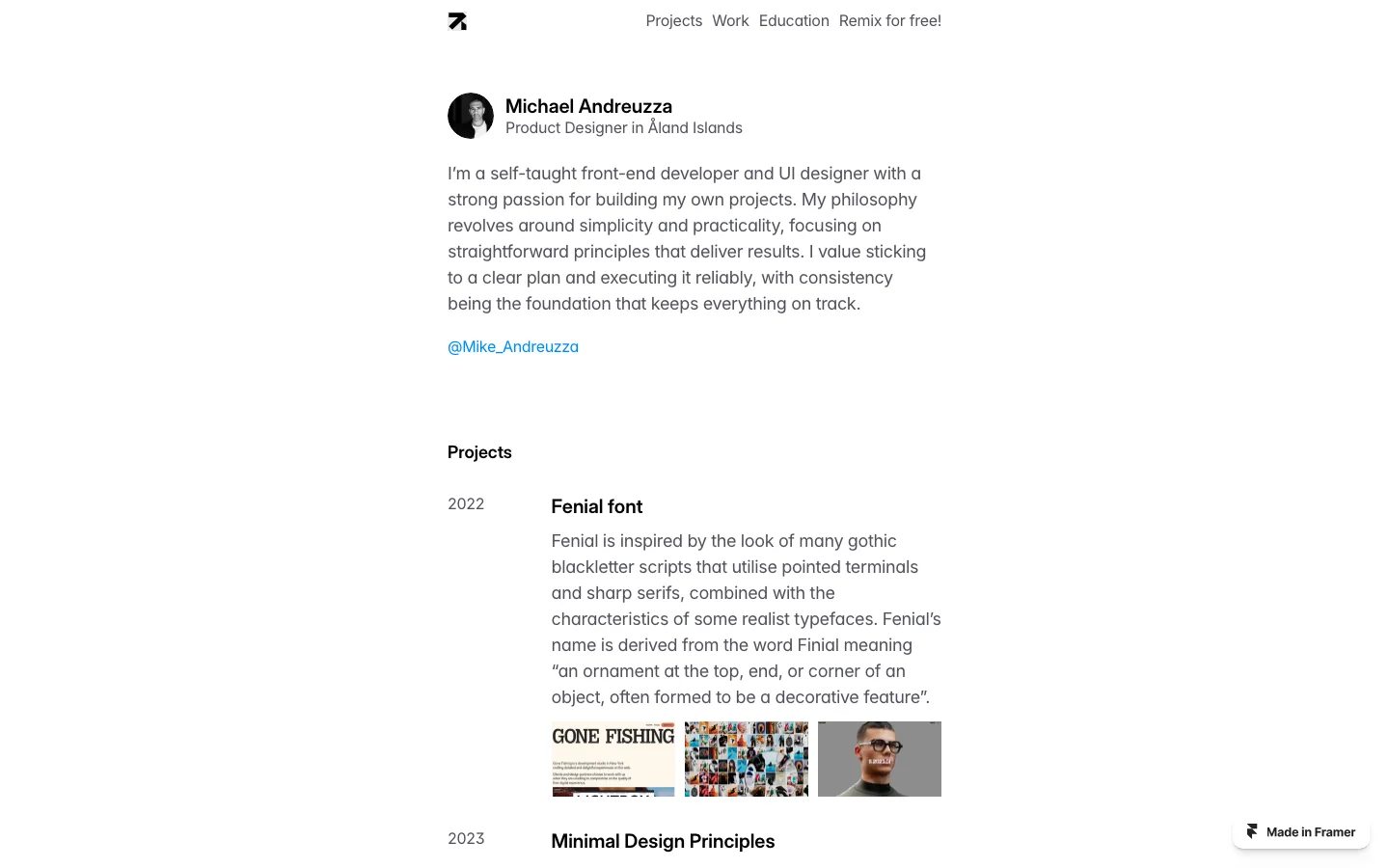 极简个人品牌网站设计灵感，作品集、落地页 Framer 网站模板详情图 1