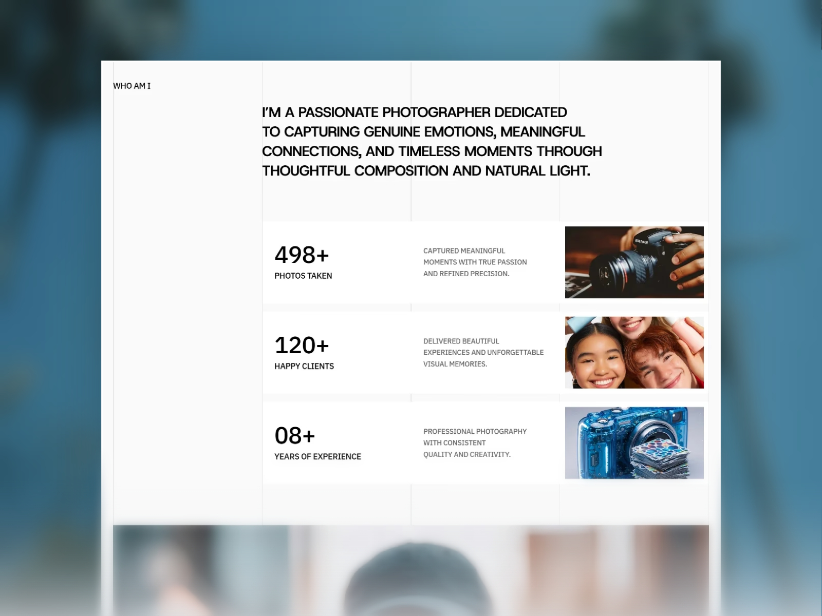 黑白极简现代作品集网站设计灵感，作品集 Framer 网站模板详情图 4