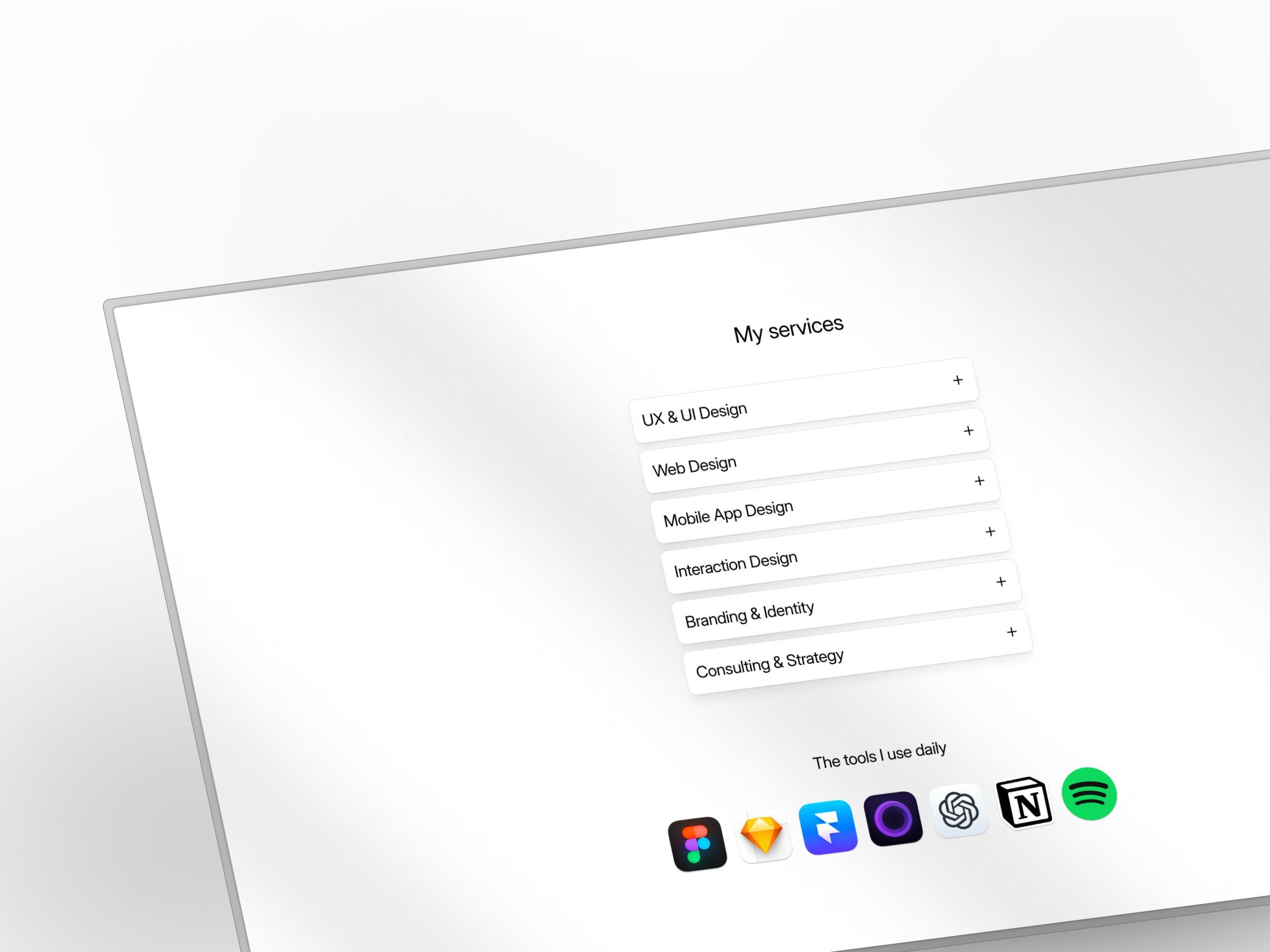 黑白极简专业作品集网站设计灵感，作品集 Framer 网站模板详情图 2