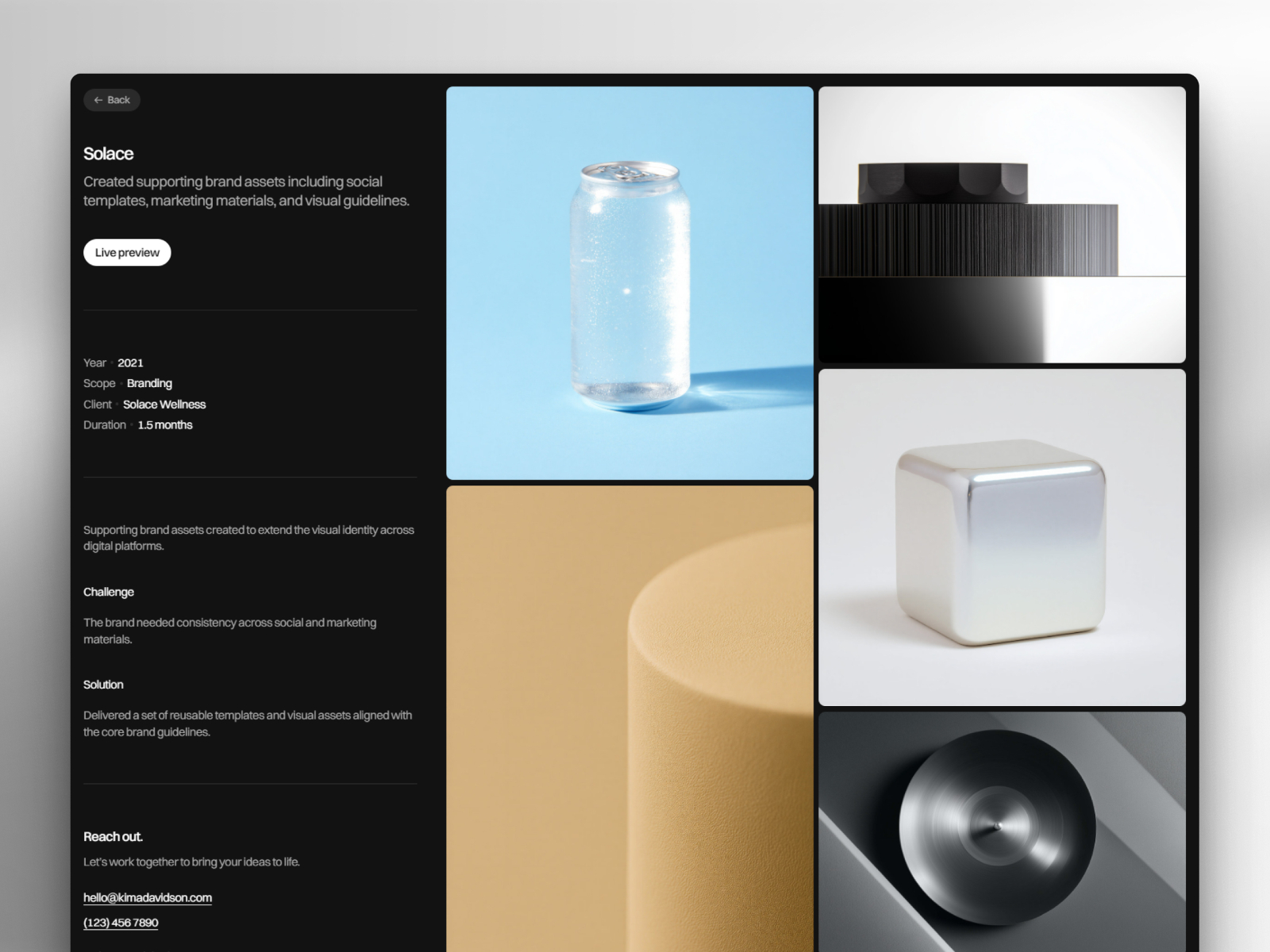 黑白极简现代作品集网站设计灵感，作品集 Framer 网站模板详情图 3