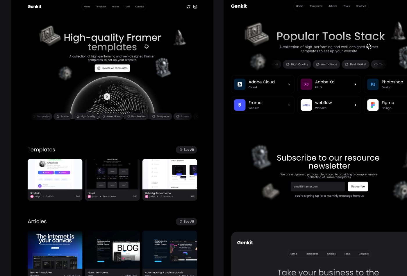 电商网站设计灵感，电商、博客内容 Framer 网站模板详情图 4
