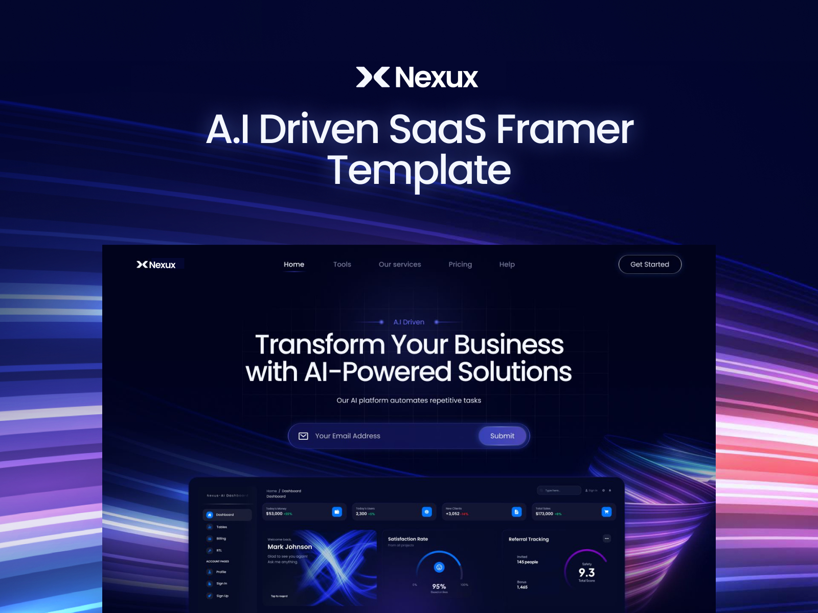 现代渐变 SaaS 产品官网设计灵感，SaaS、企业官网 Framer 网站模板详情图 1