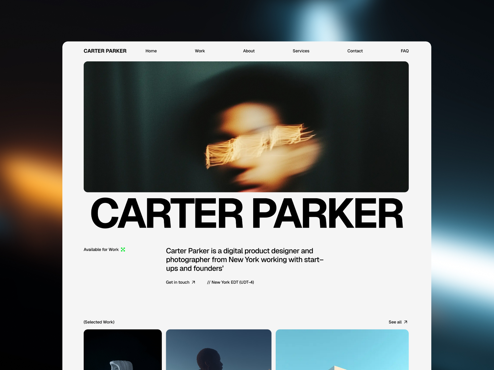 极简现代作品集网站设计灵感，作品集 Framer 网站模板详情图 1