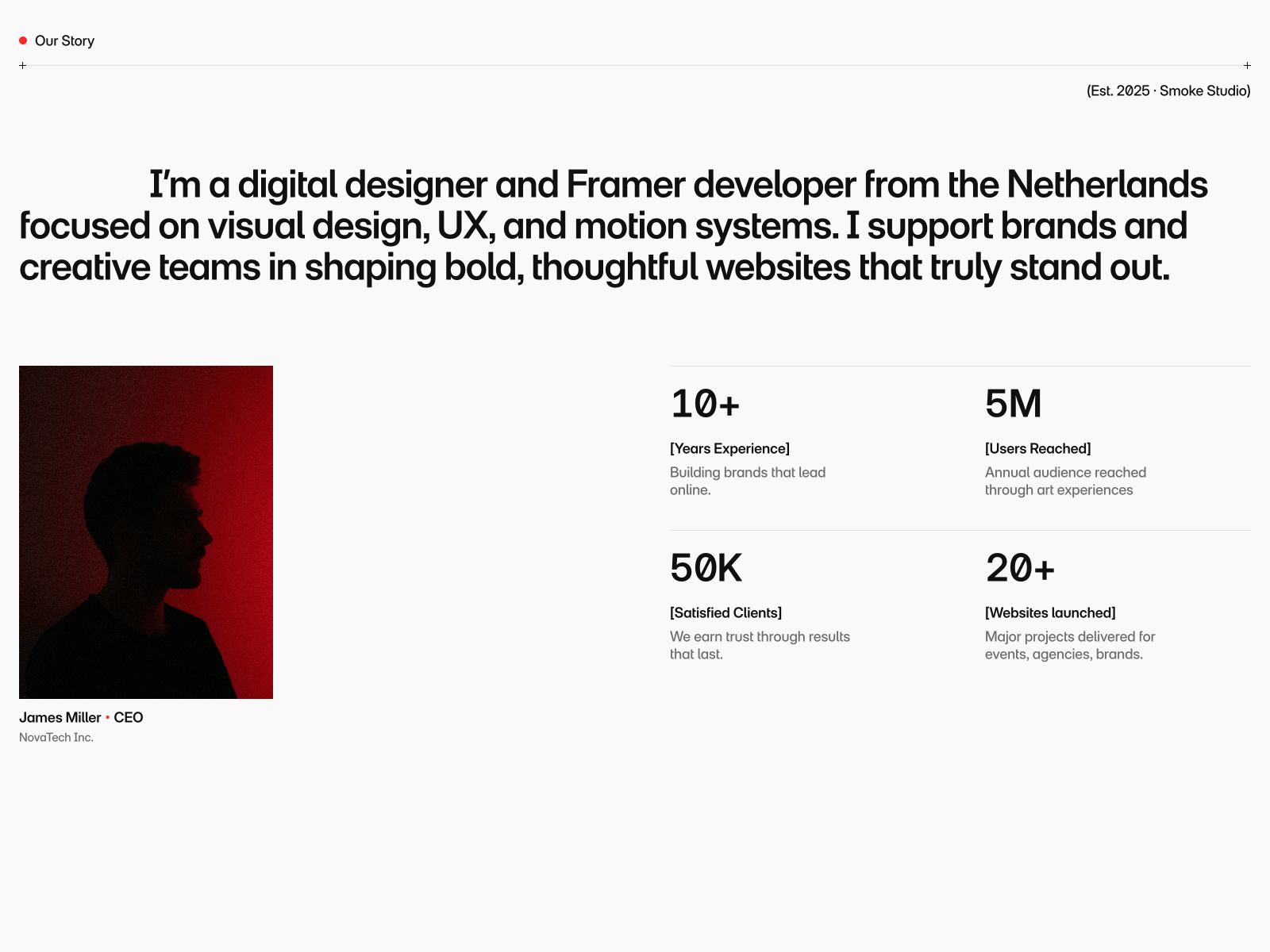 现代动效创意机构官网设计灵感，设计工作室、作品集 Framer 网站模板详情图 2