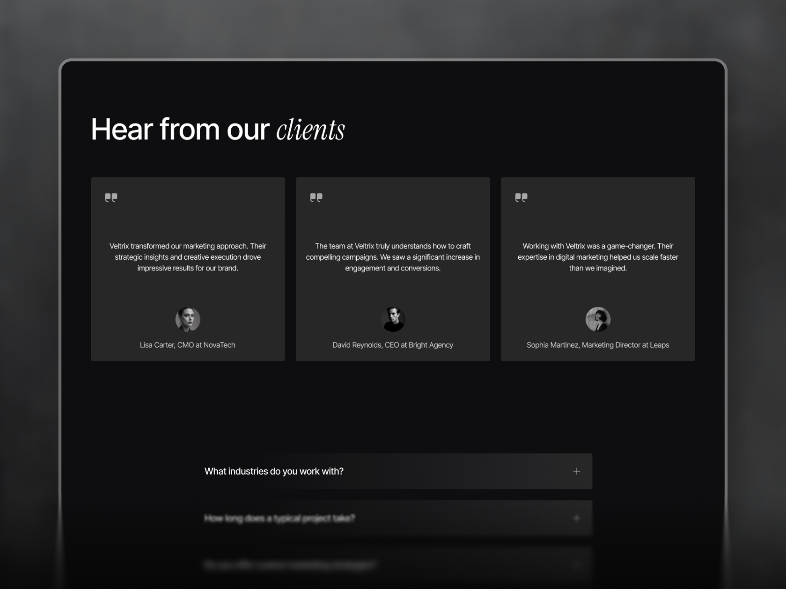 高级暗黑极简创意机构官网设计灵感，设计工作室、企业官网 Framer 网站模板详情图 3