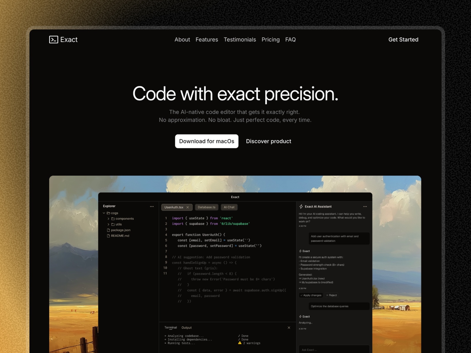 高级暗黑极简 AI 产品官网设计灵感，人工智能、SaaS Framer 网站模板详情图 1