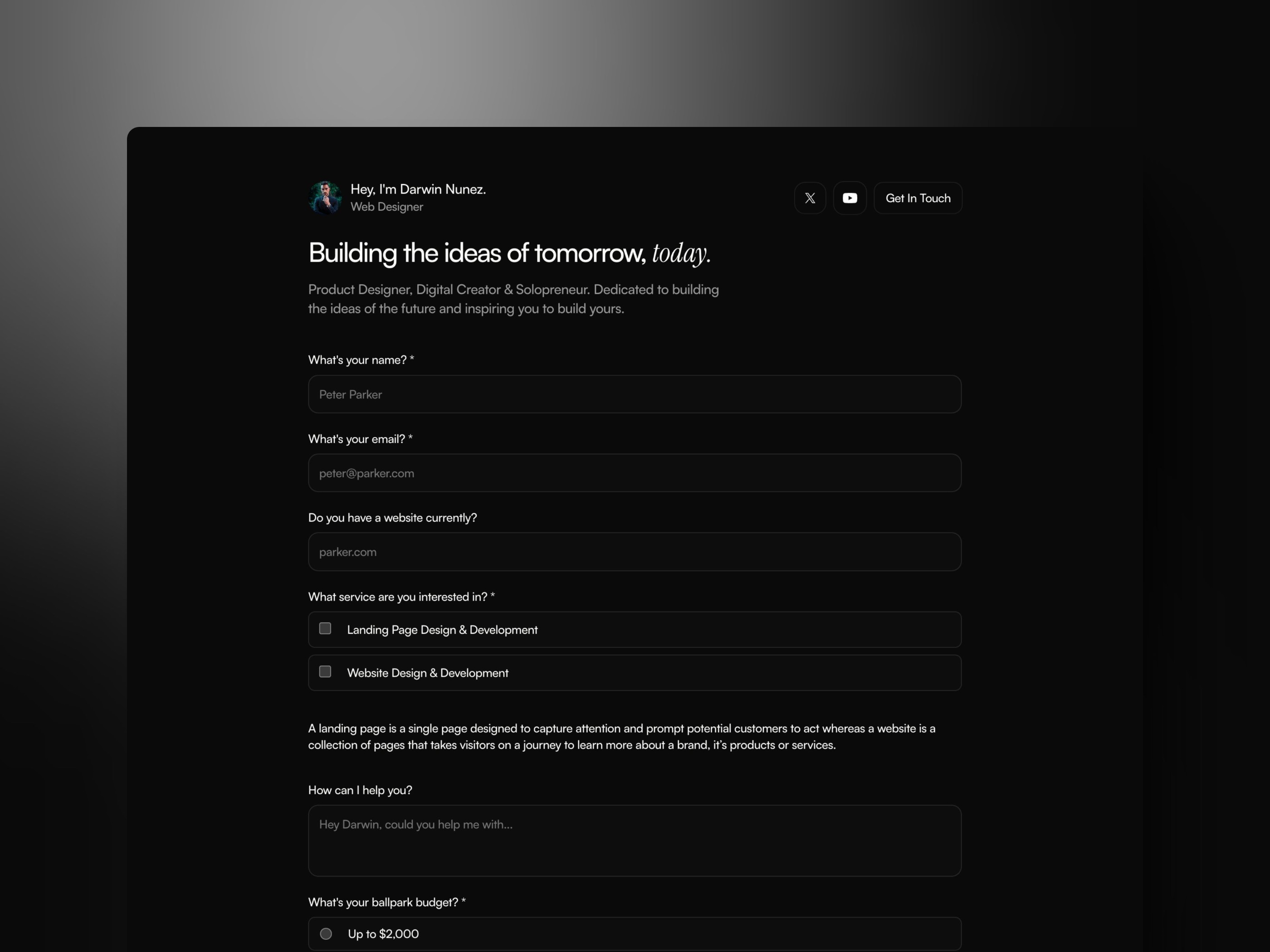 高级暗黑现代作品集网站设计灵感，作品集 Framer 网站模板详情图 2