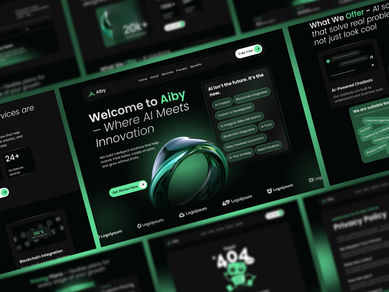 高级暗黑现代 AI 机构落地页设计灵感，Web3、人工智能 Framer 网站模板详情图 4