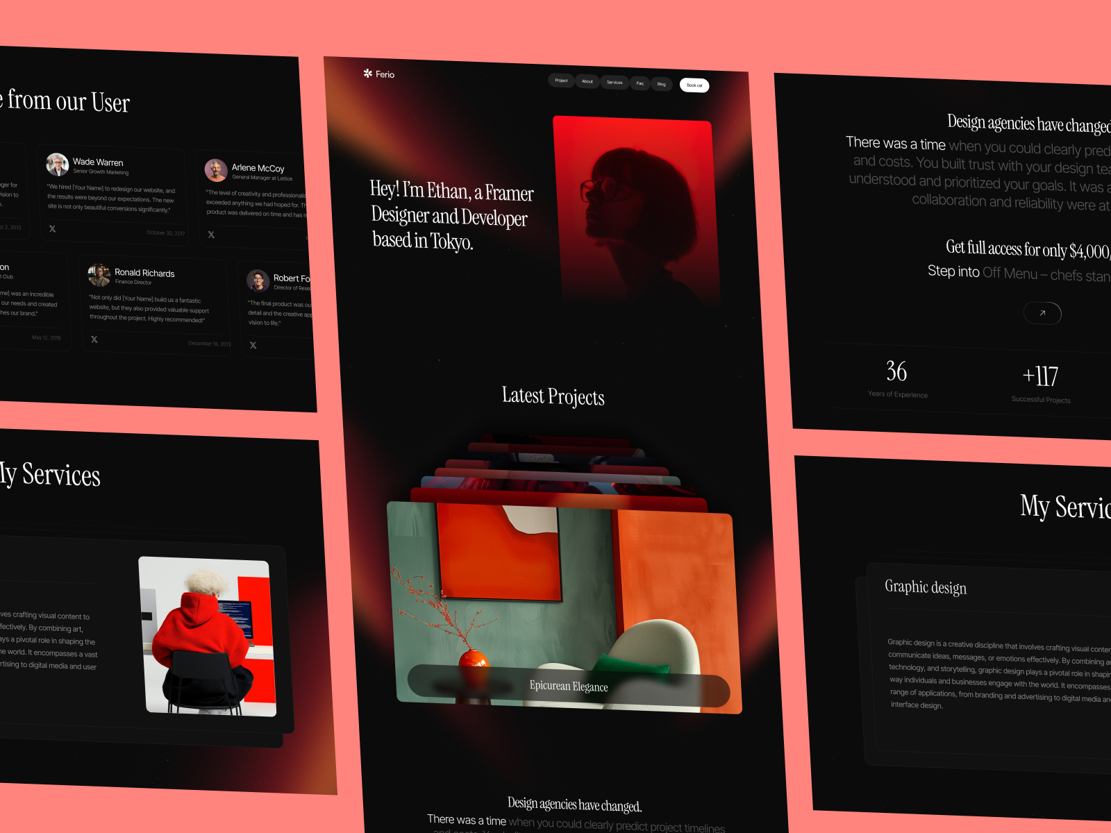 作品集网站设计灵感，作品集、落地页 Framer 网站模板详情图 3