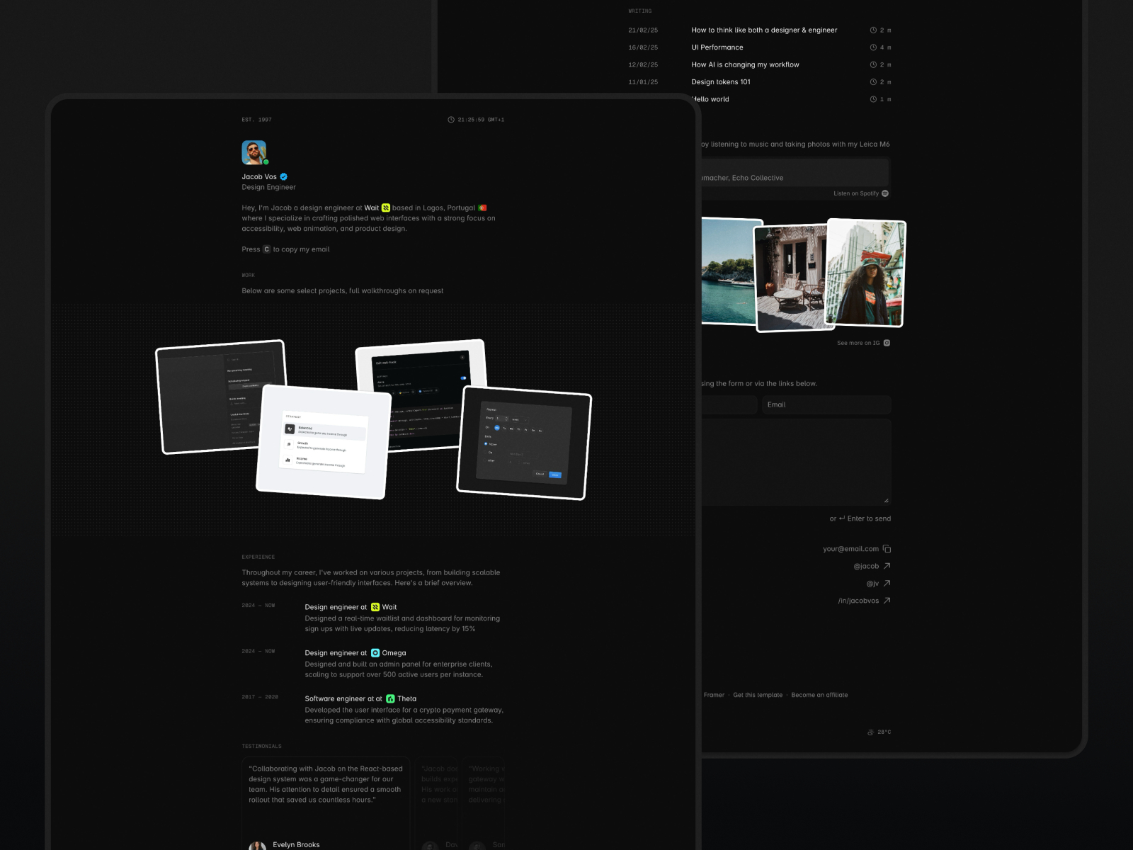 高级暗黑极简作品集网站设计灵感，SaaS、作品集 Framer 网站模板详情图 4