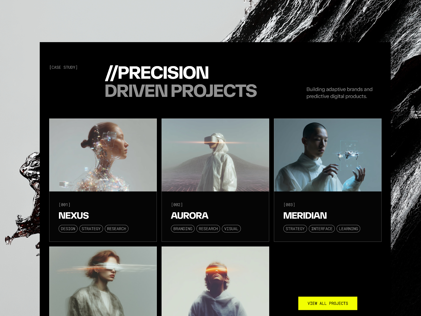 高级暗黑现代 AI 机构落地页设计灵感，人工智能、设计工作室 Framer 网站模板详情图 3