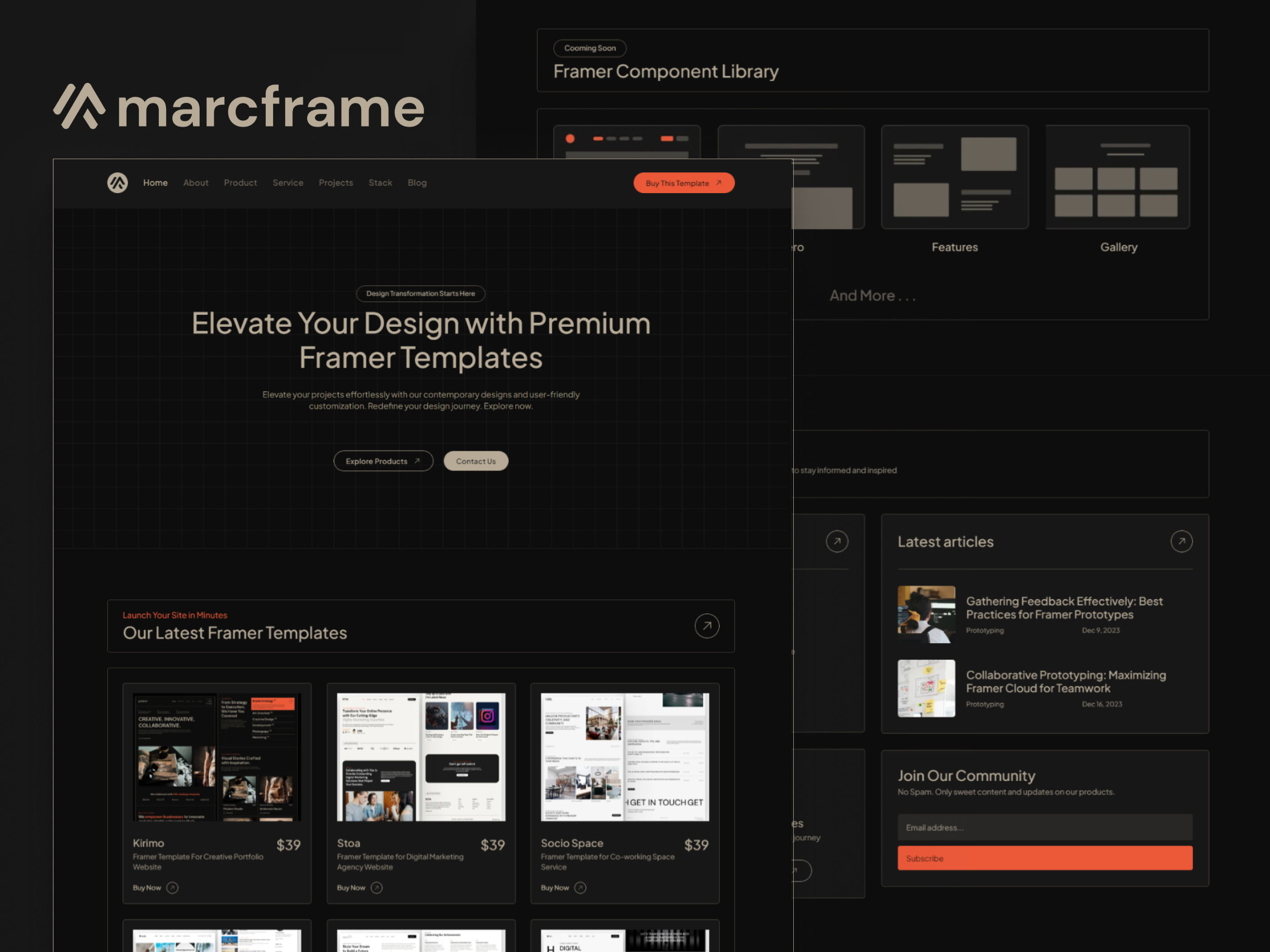 高级暗黑专业电商网站设计灵感，电商、作品集 Framer 网站模板详情图 1