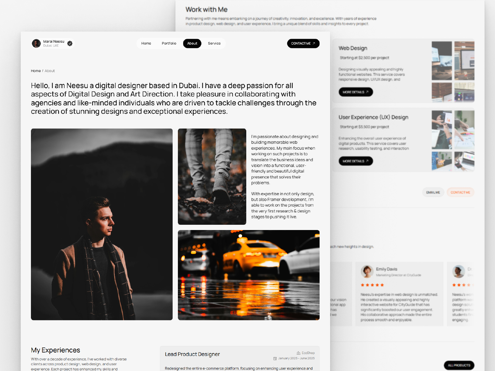 极简现代作品集网站设计灵感，电商、作品集 Framer 网站模板详情图 2