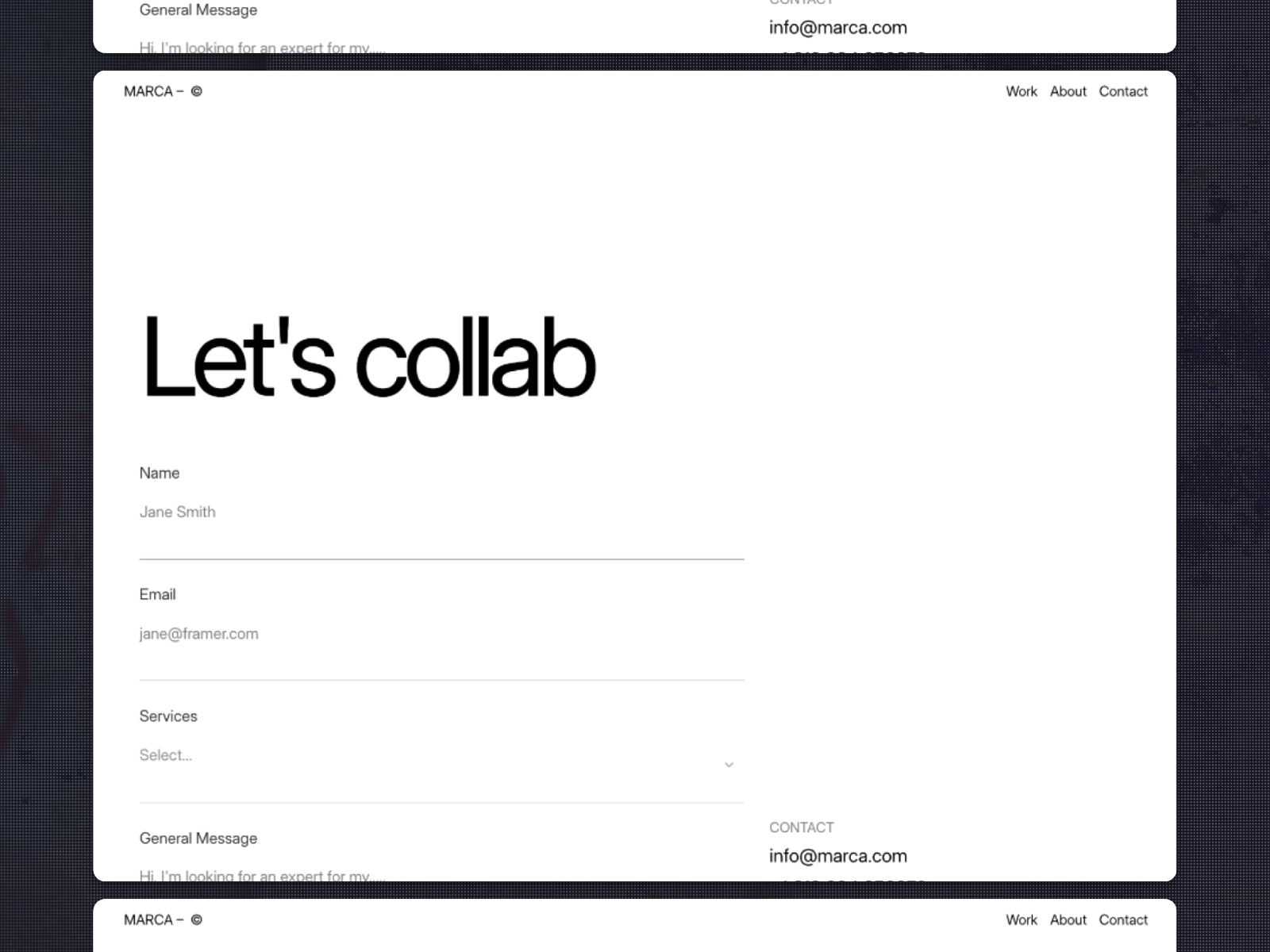 黑白极简现代作品集网站设计灵感，作品集 Framer 网站模板详情图 4