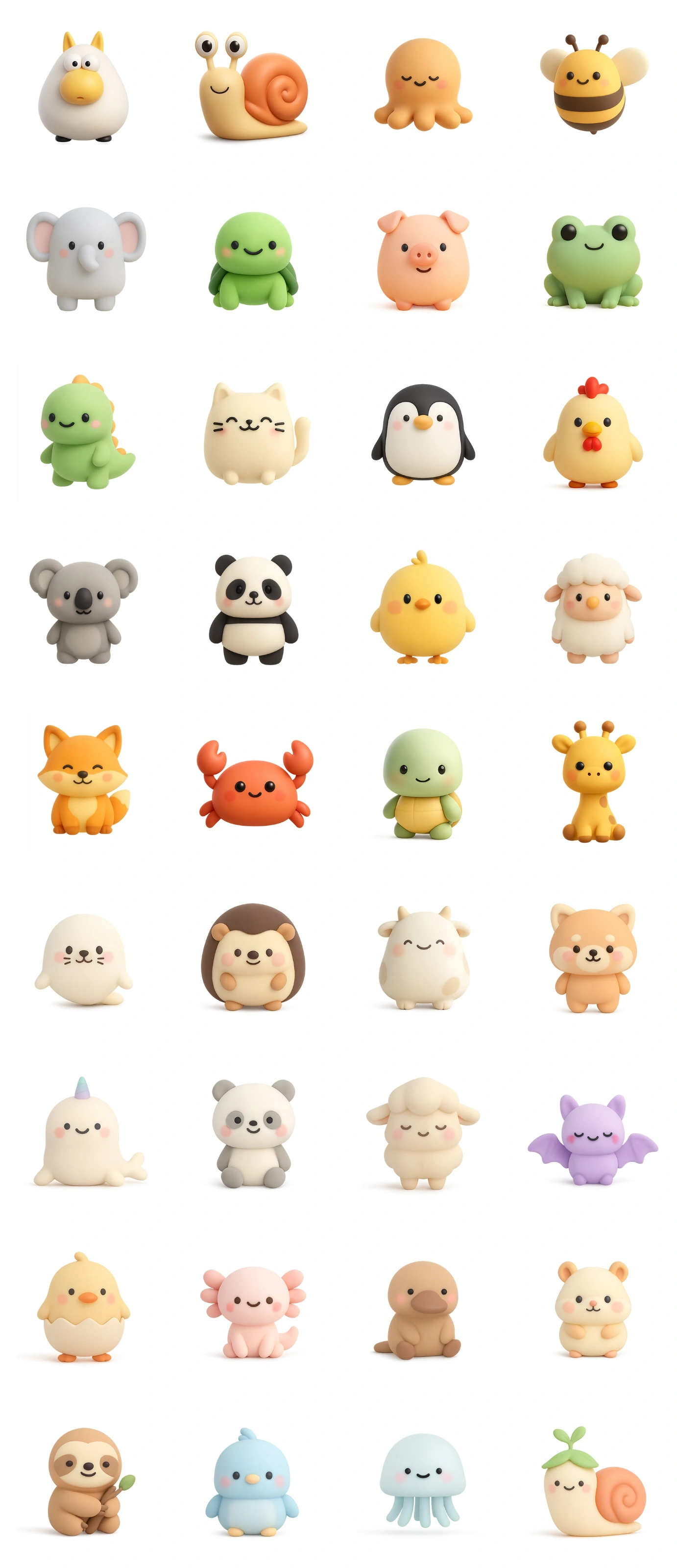 可爱的动物 3D 图标：Figma 的有趣 3D 资源