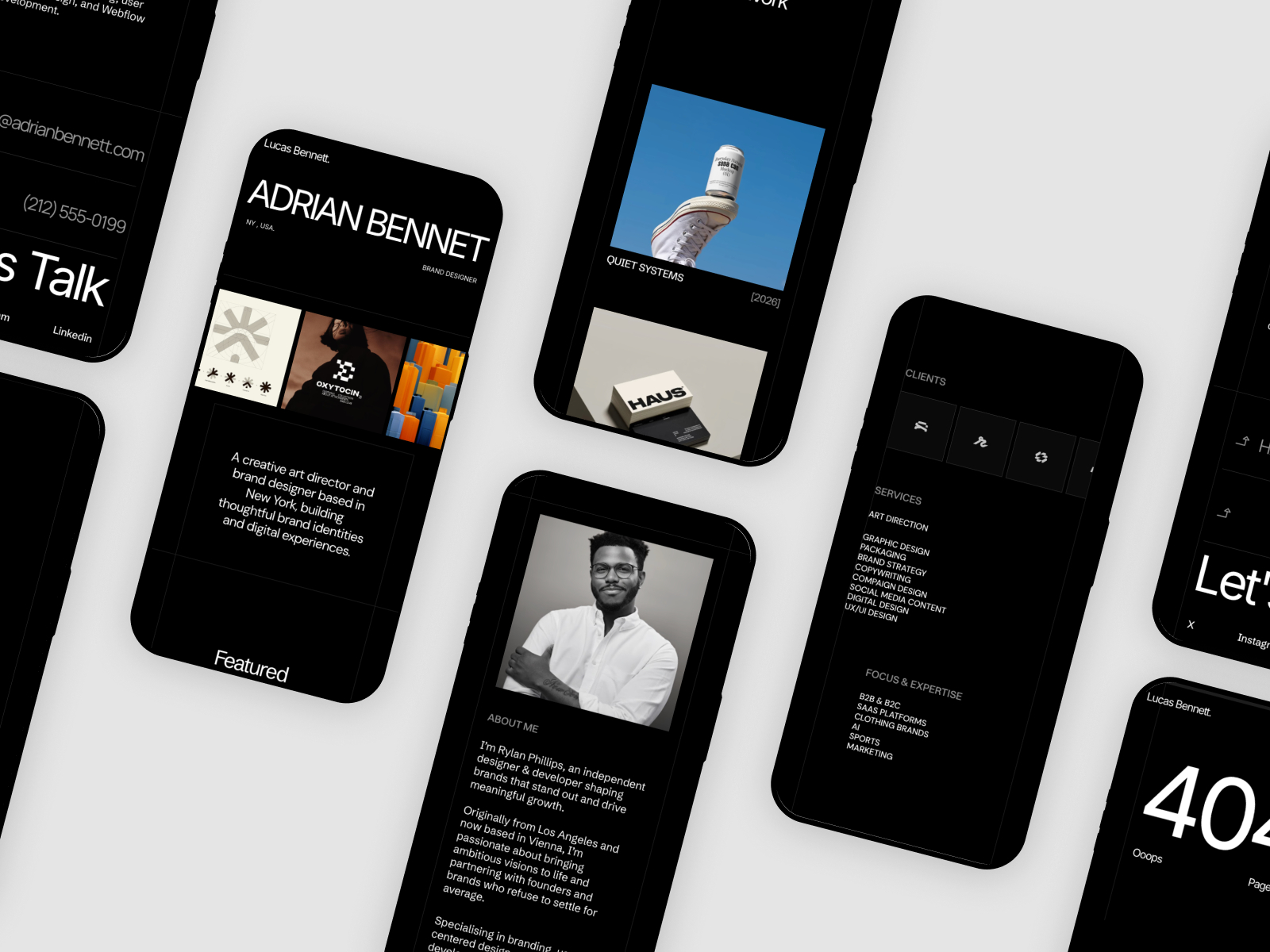 高级暗黑黑白极简作品集网站设计灵感，作品集 Framer 网站模板详情图 3