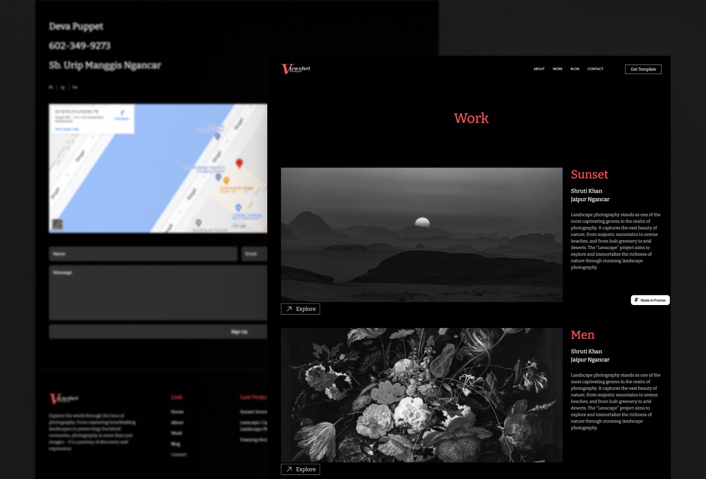 作品集网站设计灵感，作品集 Framer 网站模板详情图 3