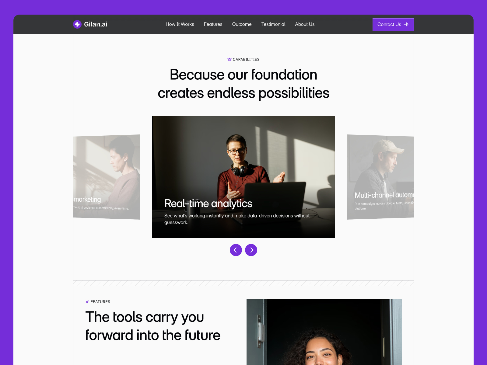 黑白极简现代 AI 产品官网设计灵感，人工智能、SaaS Framer 网站模板详情图 4