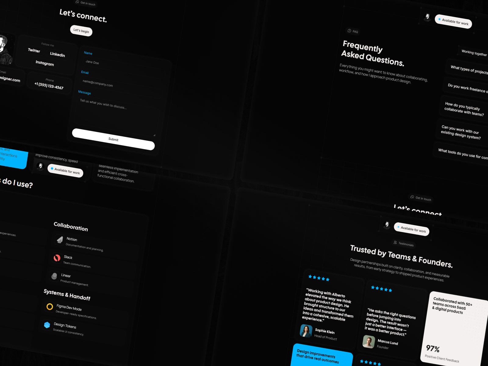 高级暗黑极简作品集网站设计灵感，SaaS、作品集 Framer 网站模板详情图 4