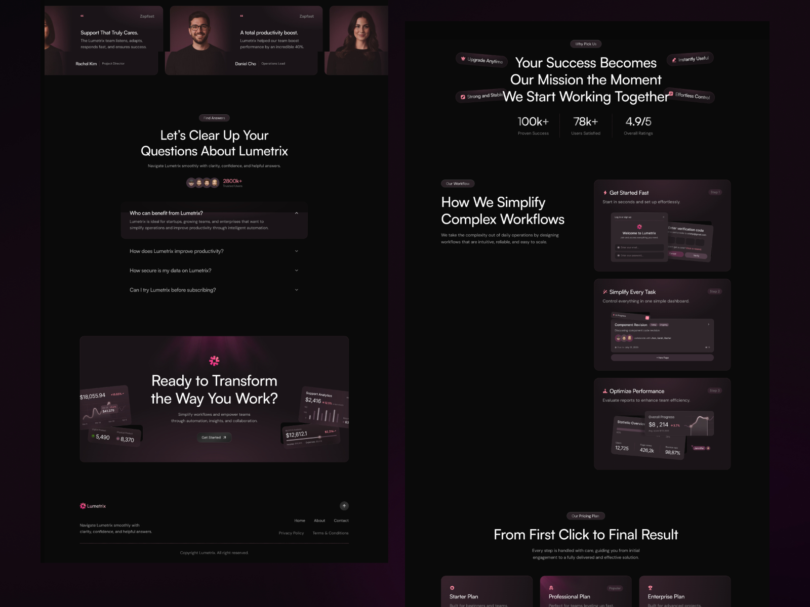 高级暗黑现代 SaaS 产品官网设计灵感，SaaS、设计工作室 Framer 网站模板详情图 3