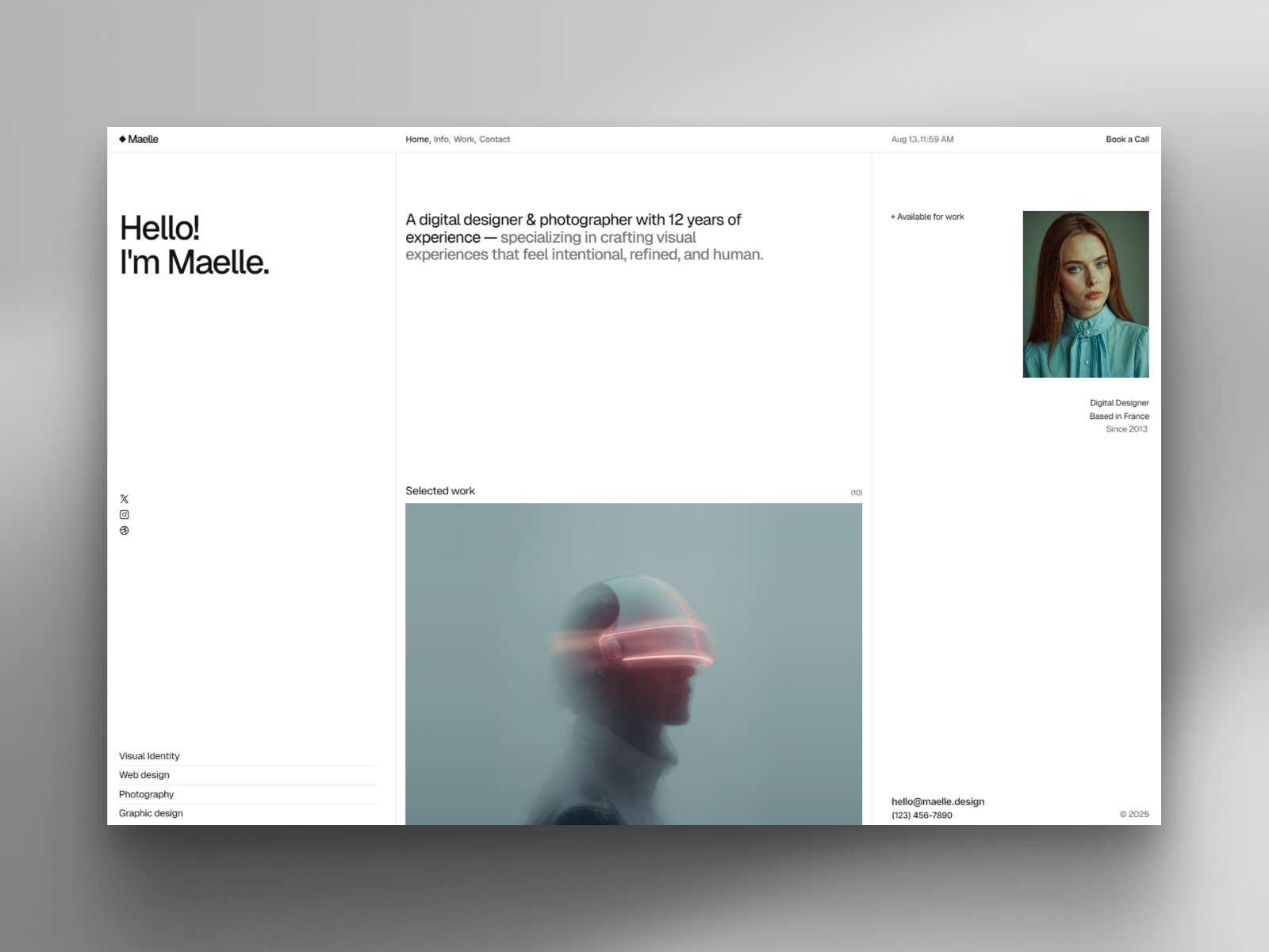 黑白极简现代作品集网站设计灵感，设计工作室、作品集 Framer 网站模板详情图 1