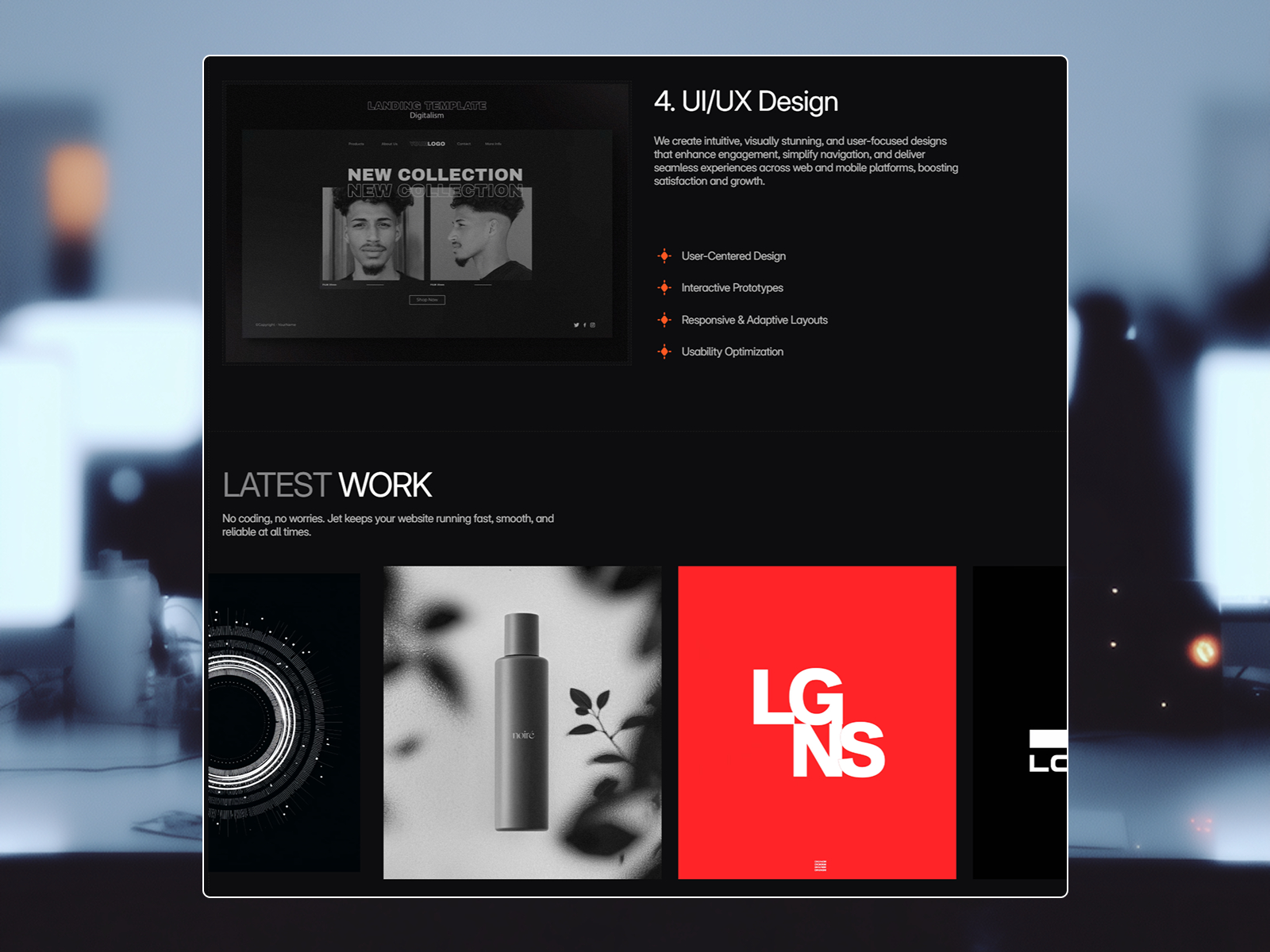 高级暗黑极简创意机构官网设计灵感，SaaS、设计工作室 Framer 网站模板详情图 4
