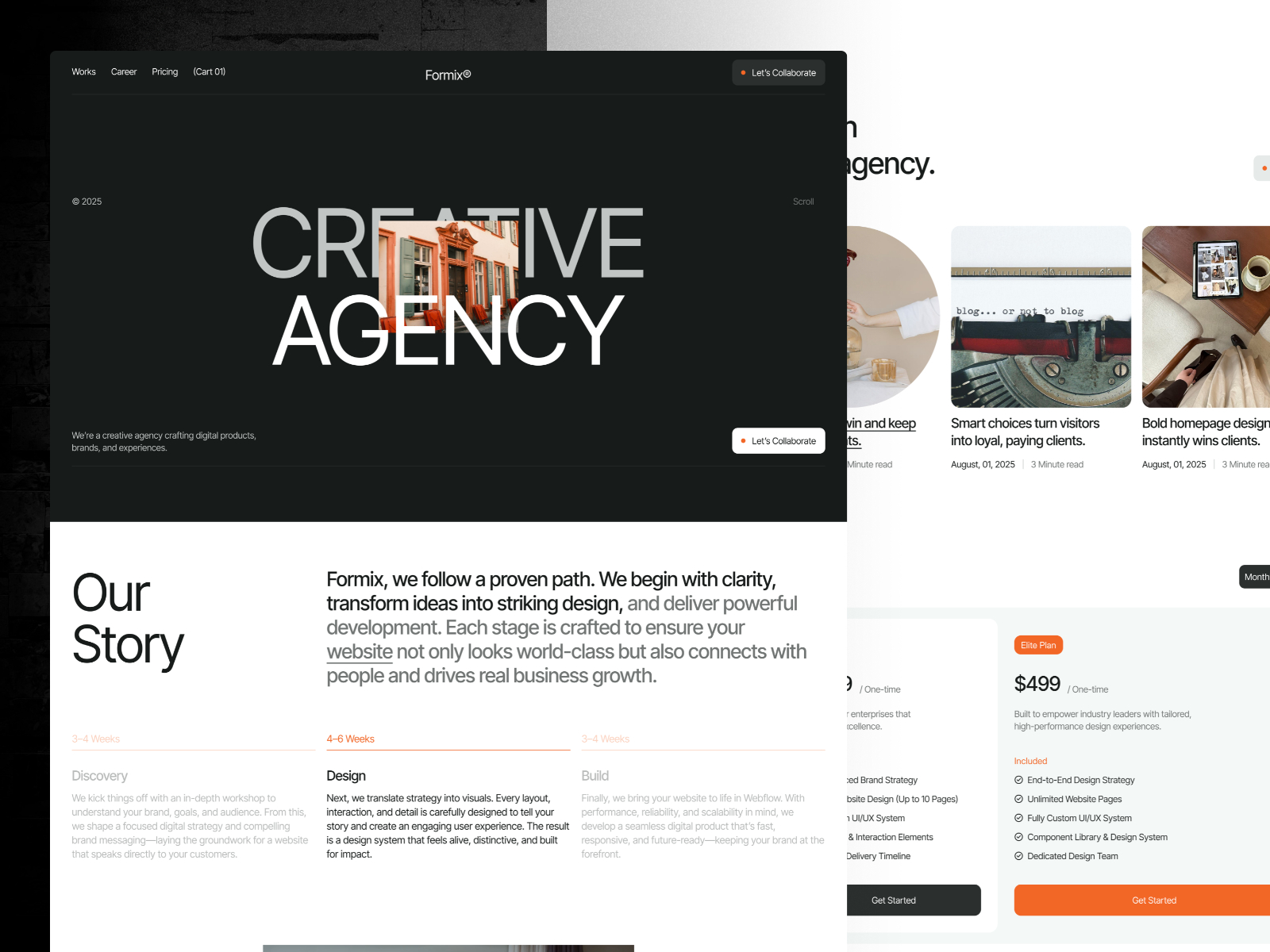 高级暗黑现代创意机构官网设计灵感，设计工作室、作品集 Framer 网站模板详情图 1