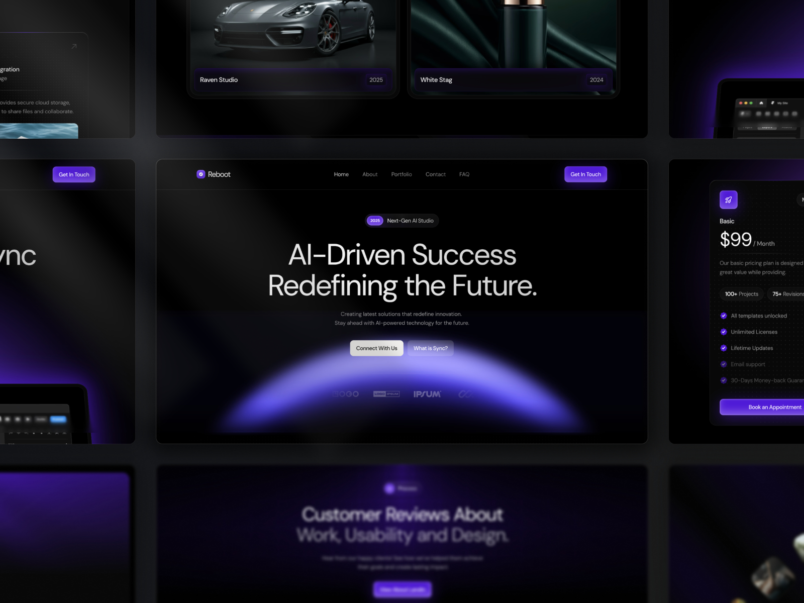黑白极简动效 AI 机构落地页设计灵感，人工智能、设计工作室 Framer 网站模板详情图 2