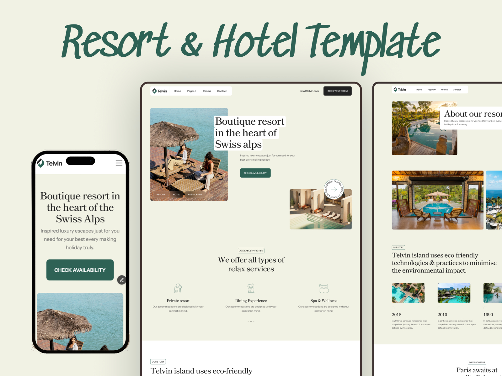 极简现代旅游酒店网站设计灵感，旅游酒店 Framer 网站模板详情图 1