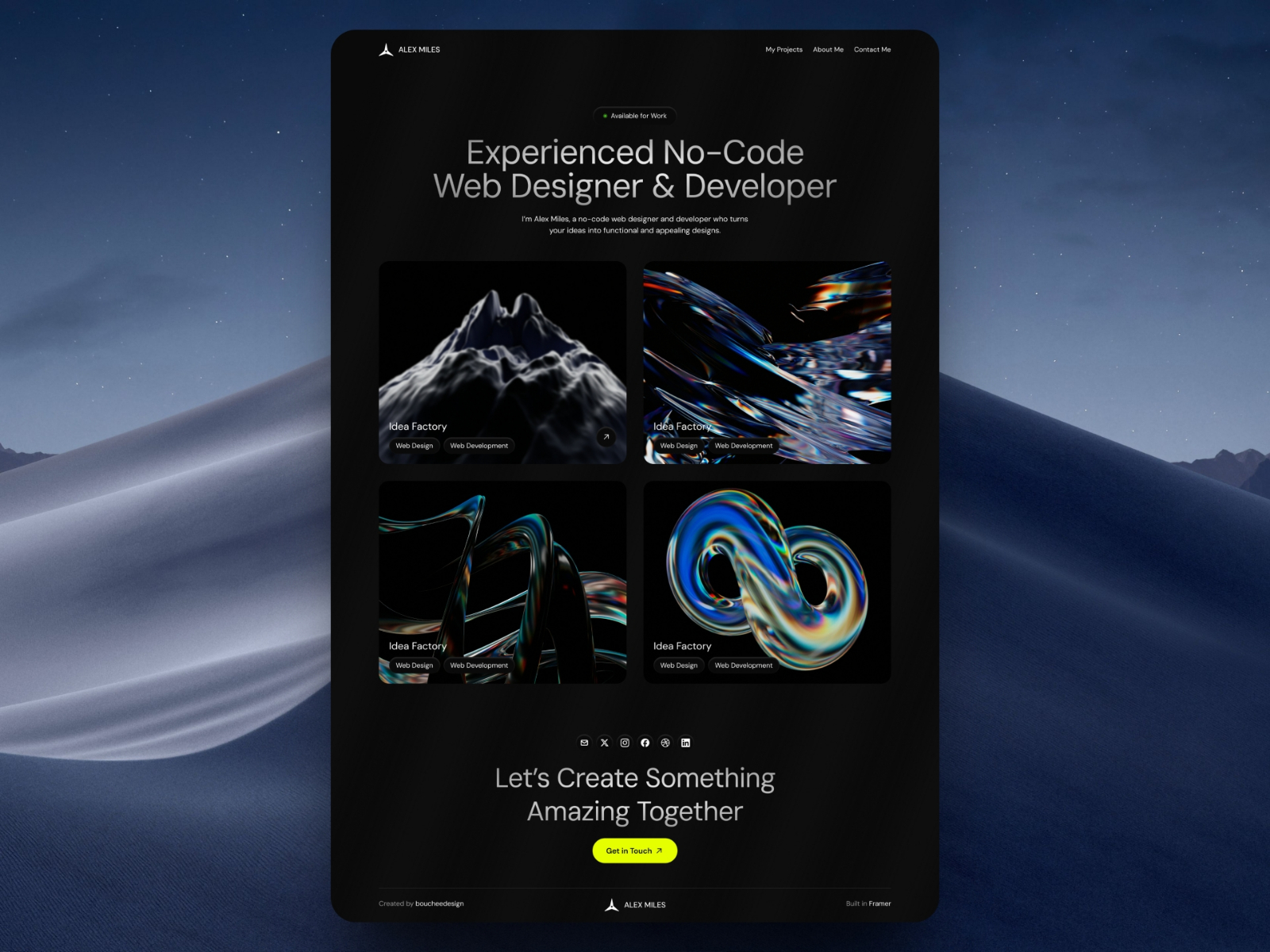 动效作品集网站设计灵感，作品集、美容时尚 Framer 网站模板详情图 1