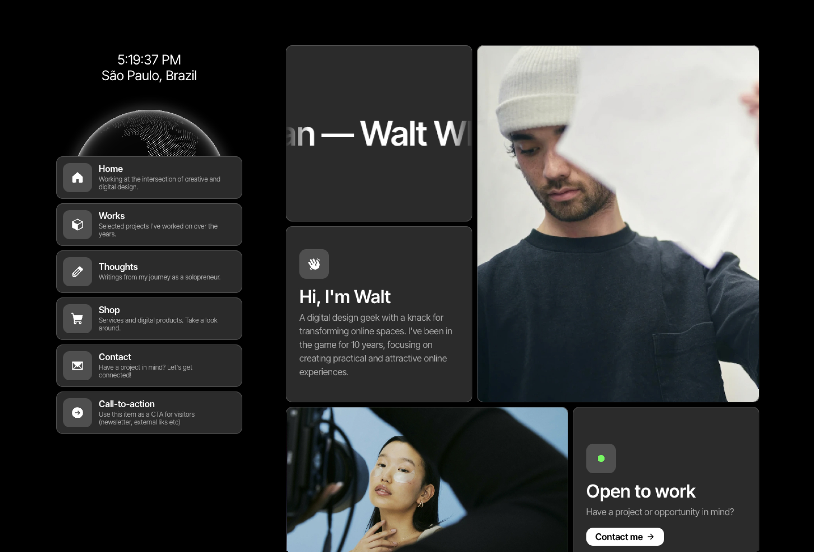 作品集网站设计灵感，博客内容、作品集 Framer 网站模板详情图 2