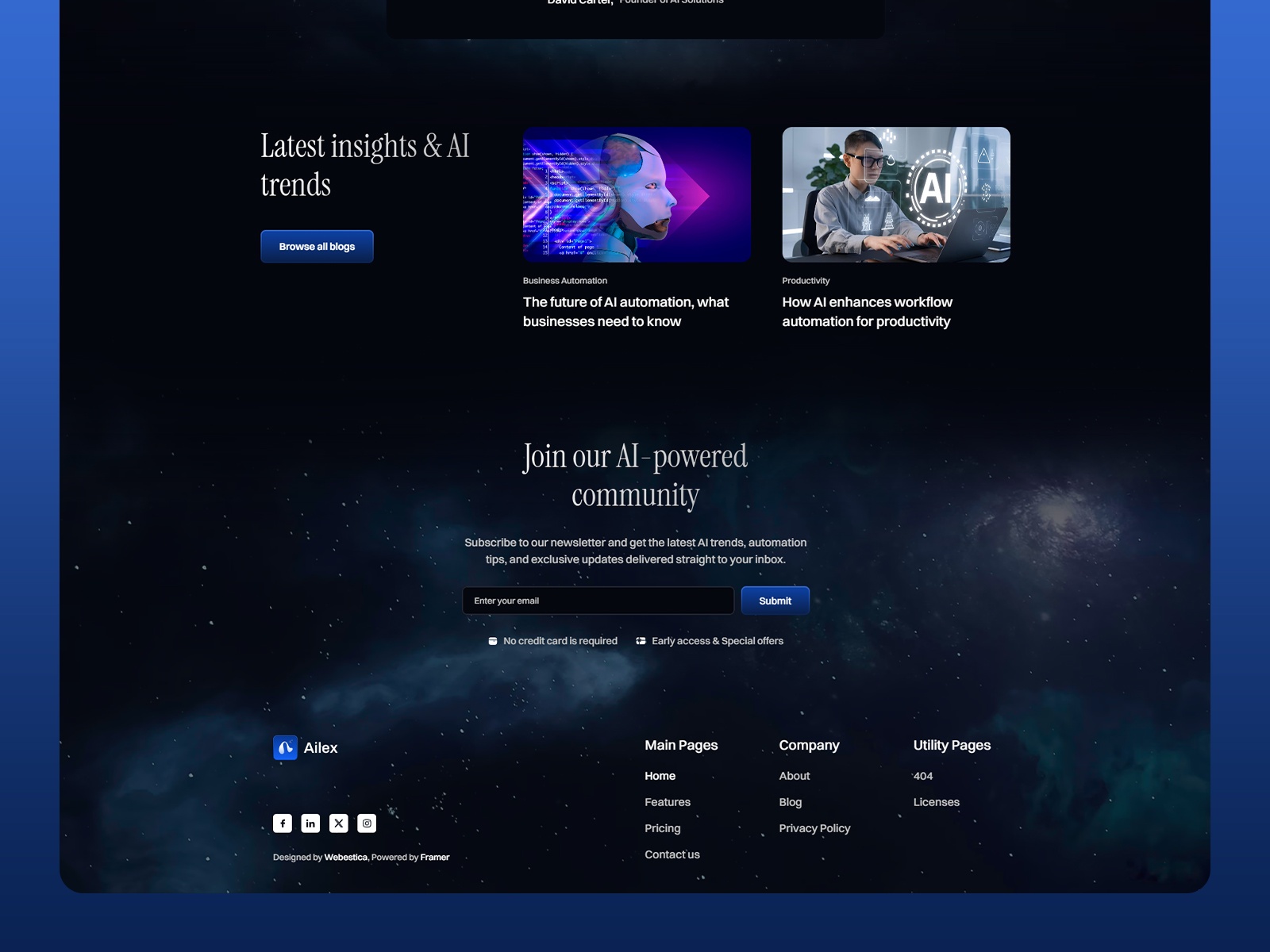 高级暗黑现代 AI 产品官网设计灵感，人工智能、教育培训 Framer 网站模板详情图 3
