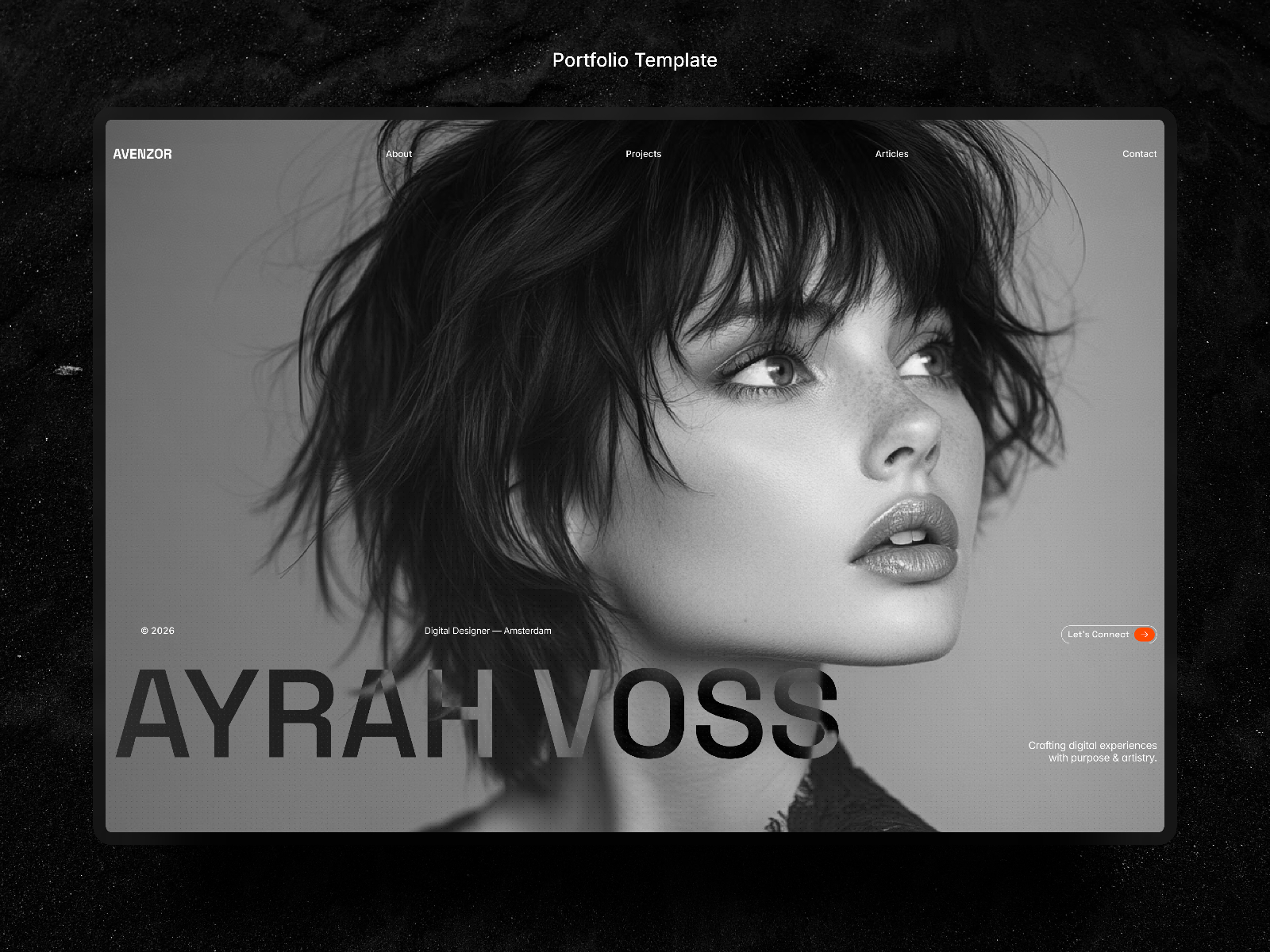 黑白极简专业作品集网站设计灵感，SaaS、作品集 Framer 网站模板详情图 1