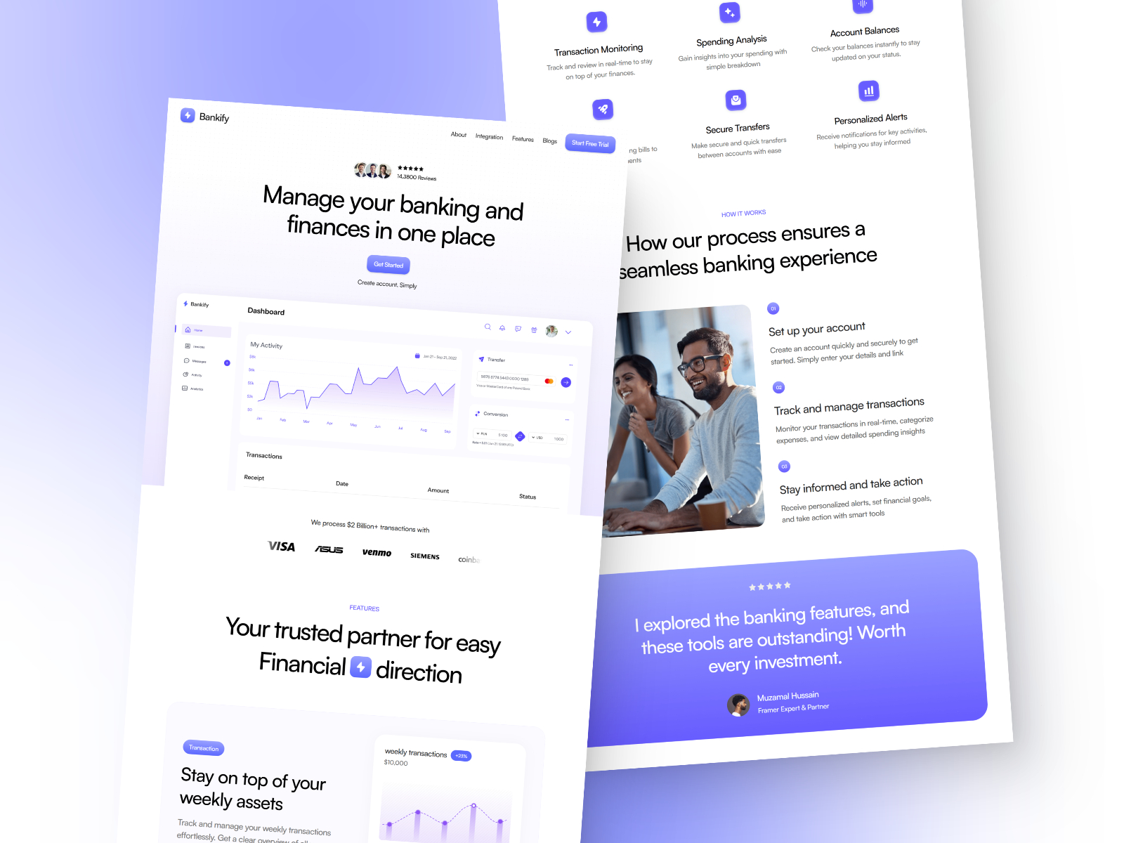 金融科技网站设计灵感，金融科技、SaaS Framer 网站模板详情图 1
