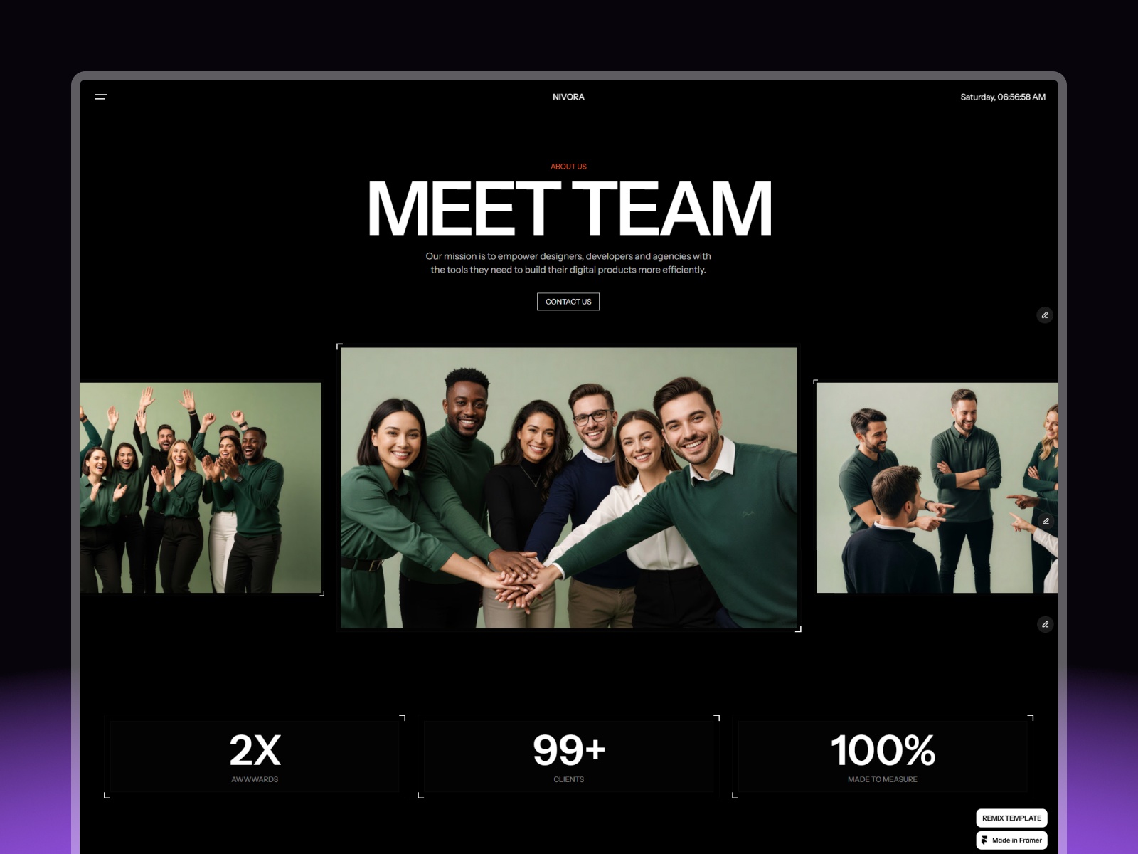 专业动效创意机构官网设计灵感，SaaS、设计工作室 Framer 网站模板详情图 3