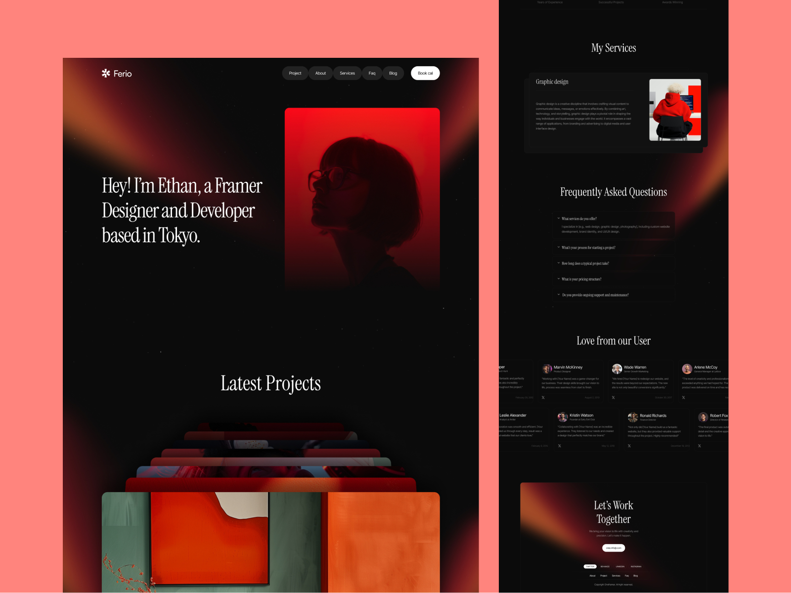 作品集网站设计灵感，作品集、落地页 Framer 网站模板详情图 2