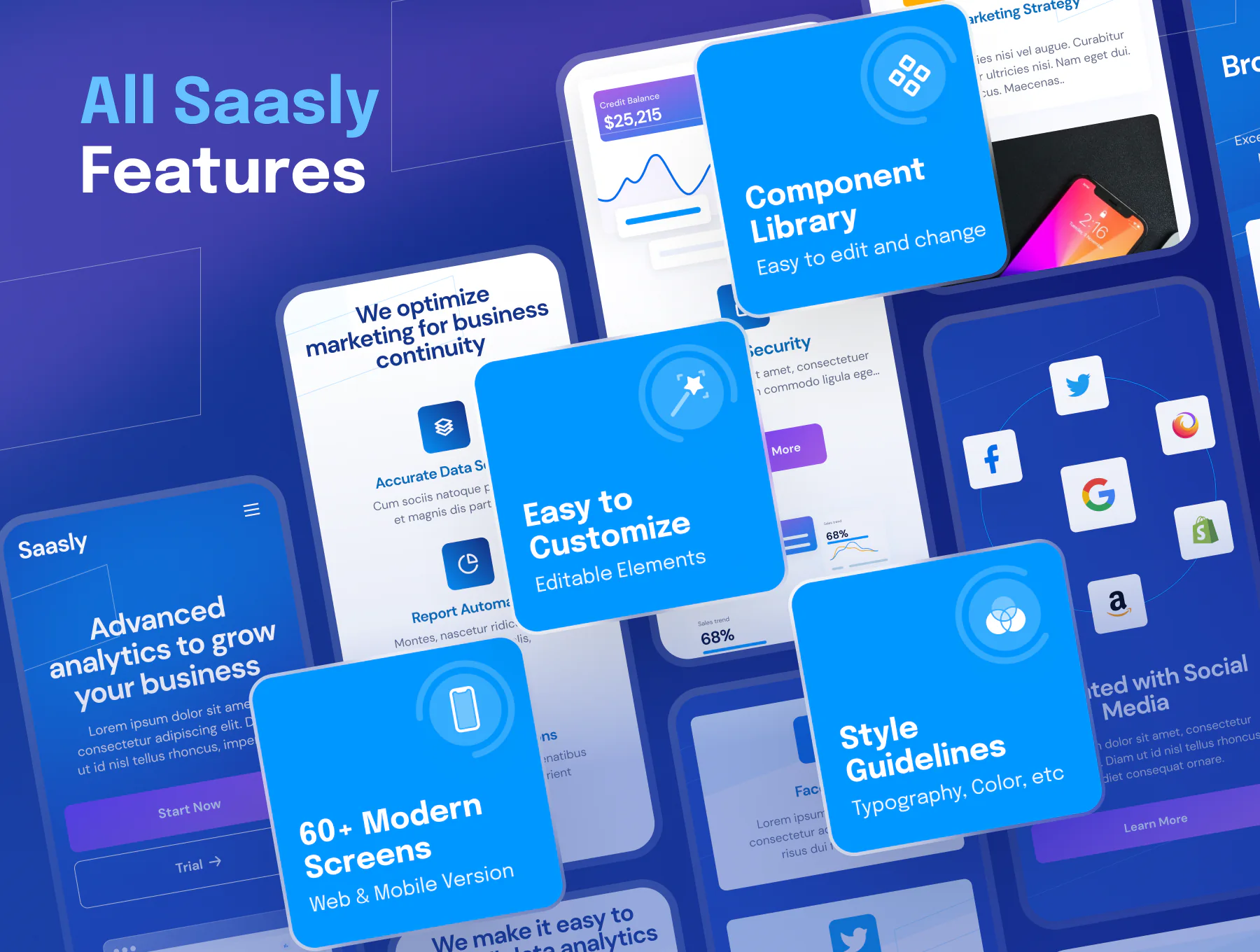 技术和 SaaS 网站和移动 UI 套件详情图 3