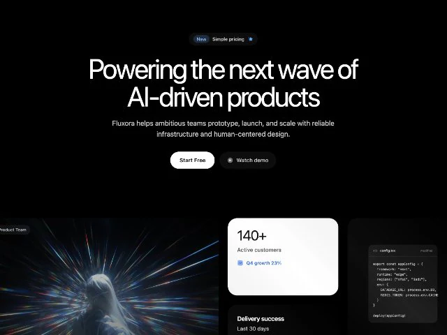 AI 产品首屏与 Bento 功能网格 网页组件预览图