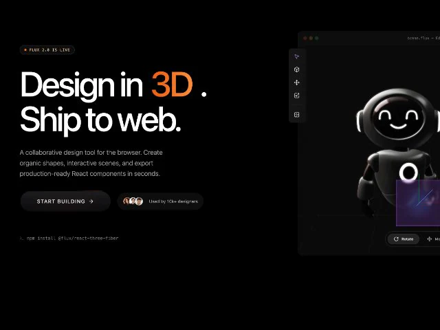 3D 设计工具交互预览首屏 网页组件预览图